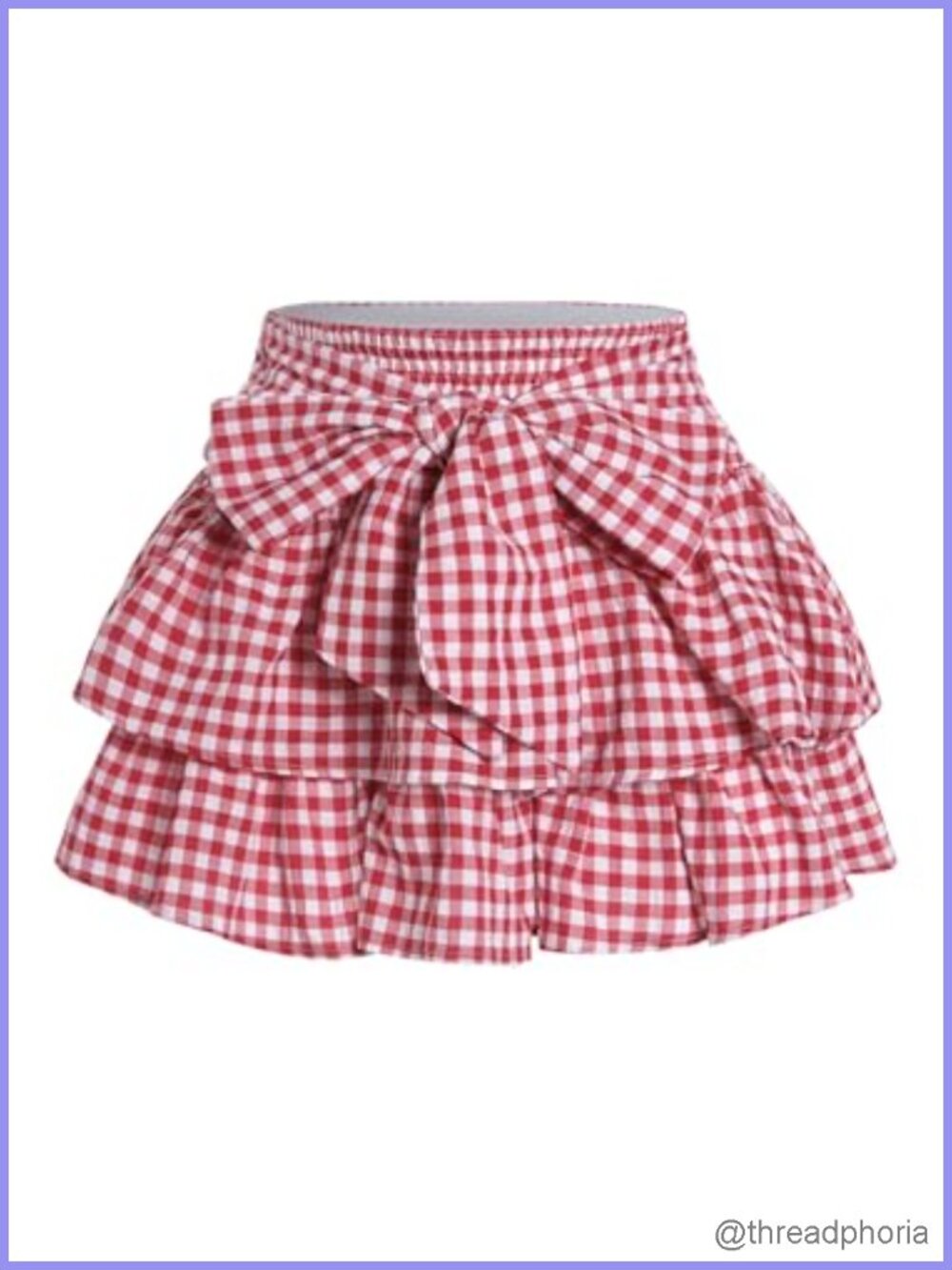 Women's Gingham Ruffle Skirt Bow Front Plaid Cake Mini
